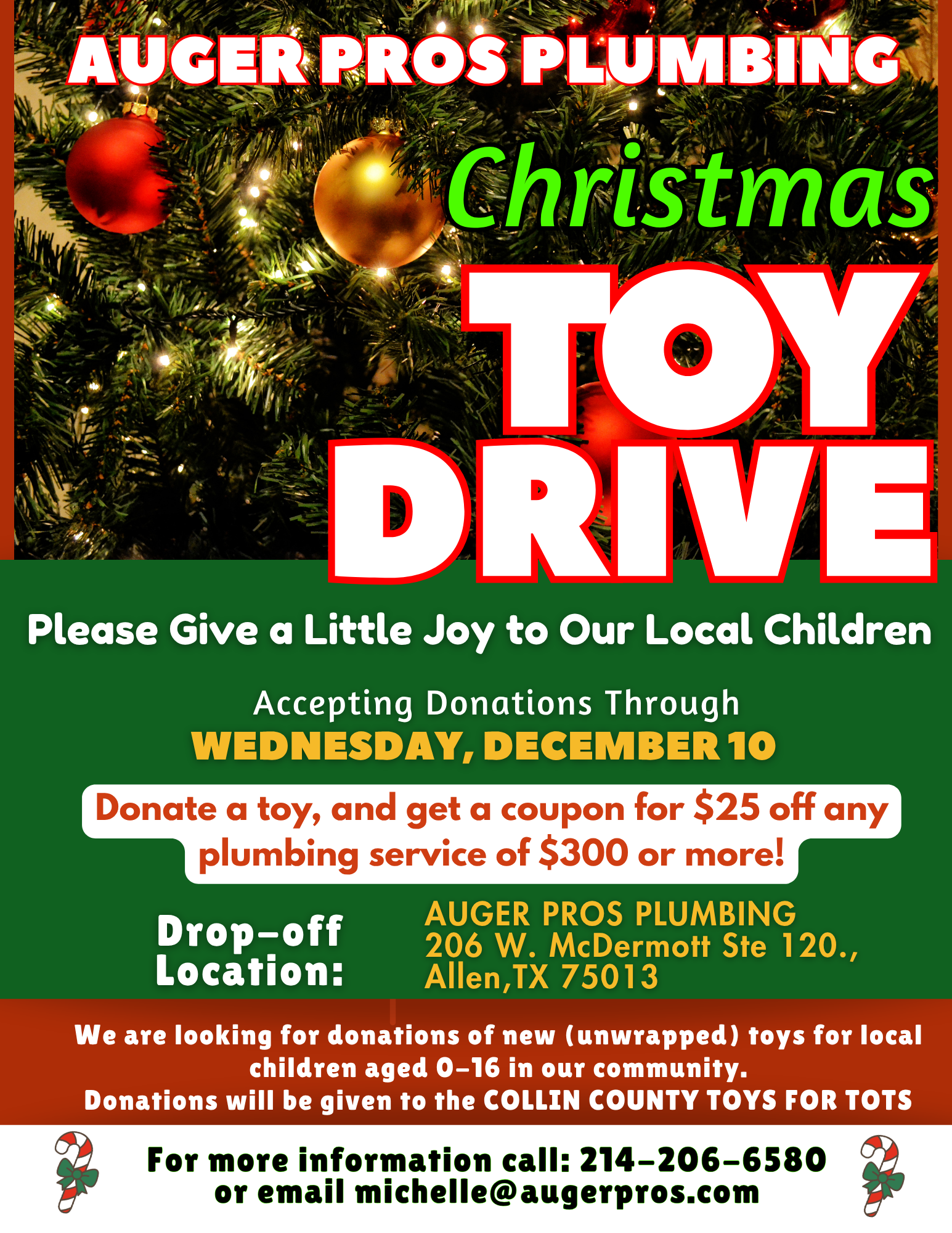 Auger Pros Toys for Tots Toy Drive
